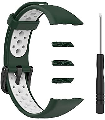 BoLuo Bracelet pour Montre Connectée Honor Band 6,Silicone Bracelets Montre,Silicone Souple Bande de Sport Remplacement avec fermoir Réglable Sangle pour Honor Band 6/Huawei Band 6 (vert blanc)