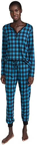Cosabella Damen Ski Trip Long Sleeve Top and Jogger Set Pyjamaset, Malawi Plaid, Small (2er Pack)