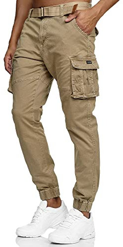 Indicode Hommes Kerr Cargo Pants | Pantalon Cargo 98% Coton avec Ceinture Cornstalk XL