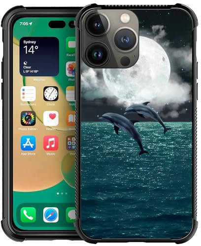 Goodsprout Compatible with iPhone 13 Mini Case,Two Dolphins Fly Amazing Pattern Design Shockproof Anti-Scratch Hard PC Back Case for iPhone 13 Mini