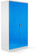 Schrank & Stuhl XXL Werkzeugschrank – Werkstattschrank mit 4 höhenverstellbaren Fachböden, Stahlschrank für Werkzeuge, 195 x 92 x 60 cm (H x B x T), Weiß/Lichtblau