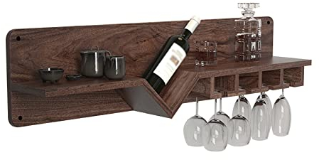 Wand Weinregal Aus Holz Zum 4 Gläser Flaschenregal Organizer, Stielgläser Aufbewahrung Aufhängen Gläserschiene Halter, Regal Für Weinflaschen Und Weingläser 100cm ( Color : Solid wood , Size : 100cm )