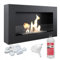 KRATKI Golf Flat Chimenea Interior de bioetanol + Guijarros + Embudo + Biocombustible 1L Biocontenedor de Pared 0,4 l Acero Pintado en Polvo Certificado TÜV con acristalamiento 37 x 64 cm