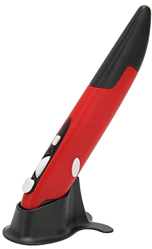 Wireless Optical Pocket Pen Mouse, 2.4G 10m Distance Adjustable 800/1200/1600DPI Ergonomic Portable Mini Air Mouse Mice, 4 Keys Handwriting Digital Pen Mouse for PC Laptop Notebook Computer(Red)