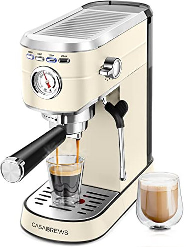 CASABREWS CM5418 - Máquina de café expreso de 20 barras, máquina de café espresso con espumador de leche, máquina de café espresso de acero inoxidable con tanque de agua extraíble de 34 onzas, cremosa