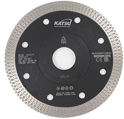 KATSU Diamond Cutting Disc 115mm Super Thin X Mesh Turbo Rim Segment Saw Blade Cutting Wheel for Porcelain, Granite, Marble, Tiles and Ceramics 141271