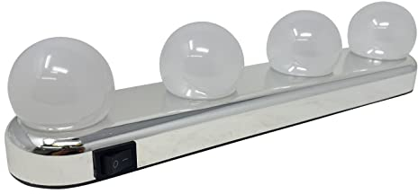 HTUK Professional Studio Glow Vanity Make Up Light with 4 LED Bulbs Battery Powered Suction Mount