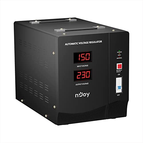 NJOY Alvis 5000 Stabilizzatore di Tensione 5000VA AVR 3000W Monofase Display Digitale Uscita a Morsettiera 3000 Watt Dispositivo di Protezione di Tensione 230V