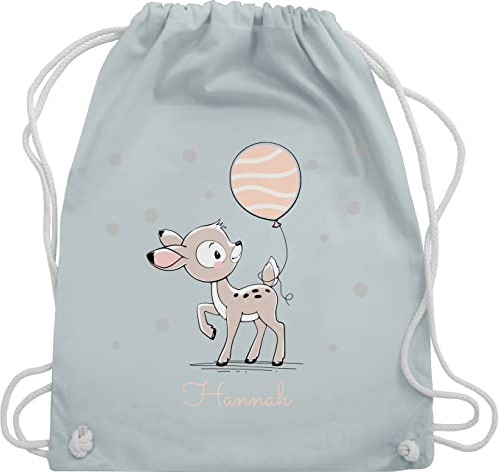 Turnbeutel Rucksack - Tiere - Süßes Reh Rehkitz - Unisize - Pastell Blau - beutel kinder mädchen kindergarten schlafbeutel kita tieren turnen tasche wechselbeutel kindergartenbeutel tier taschen