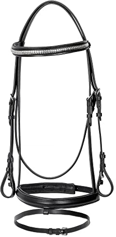Start Trensenzaum aus Leder – klassisch & elegant, kombinierter Reithalfter, weich gepolstert für Komfort, mit Zügeln – Eris (Full (Warmblut), Schwarz)