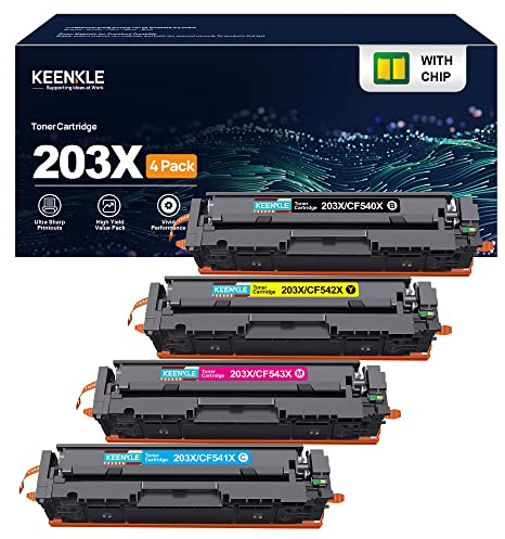 KEENKLE 203X CF540X Toner für HP 203X 203A CF541X CF540A Color Tonerkartusche, für HP Laserjet Pro MFP m281fdw M281fdn M280nw M281cdw M254nw M254dn M254dw CF540X CF540A CF541X CF542X CF543X Druckers