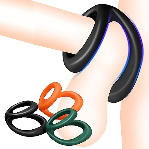 NAIXBTY Silikon Penisring Dual Cockring Penis Ring Sexspielzeug Pennisring dehnbar Cock Hodenring Extrem Potenzsteigerung Erektionshilfe Sextoy Penisringe für Männer (Schwarz)