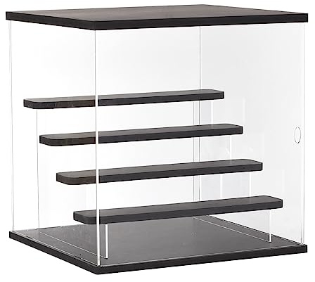 sourcing map Transparente Acryl-Vitrine mit LED-Licht, 12,6 x 11,81 x 12,6 cm, Schwarz