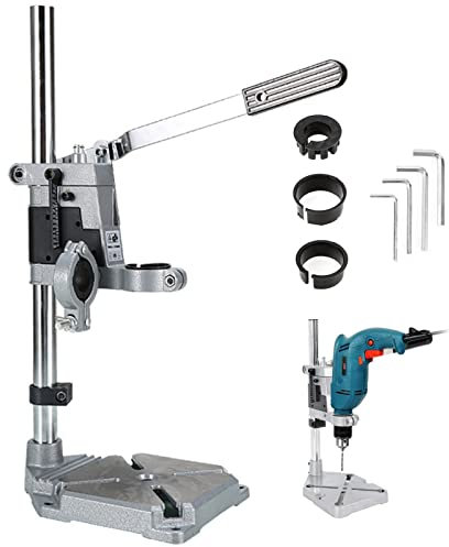 Portable Drill Press Stand, Double Mounting Holes Drill Press Rotary Tool Workstation Stand, Universal Bench Clamp Desktop Drill Holder Workbench Repair Tool Table Drill Press Stand Base
