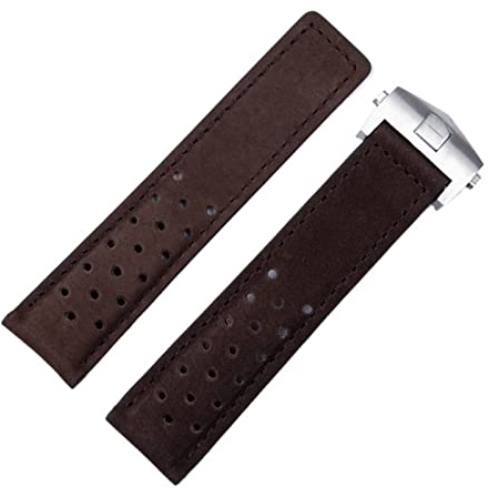 EKSIL 20 mm 22 mm 24 mm echtes mattiertes Lederarmband für TAG Strap Für Heuer Carrera Aquaracer Monaco F1 Uhrenarmband Schnalle, 20 mm, Achat