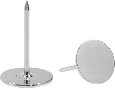 QUARKZMAN 30 Stück Polsternägel, 16 mm x 25 mm, flacher Kopf, dekorative Reißzwecken, Reißnägel für Möbel, Sofa Kopfteile, Silber