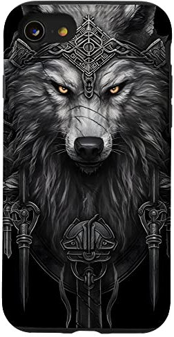Wikinger Wolf Vintage Rune Kunst Mittelalter Dark Fantasy Gothic Hülle für iPhone SE (2020) / 7 / 8