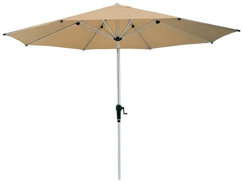 anndora Aluminium Sonnenschirm 300 cm mit Kurbelsystem - runder Sonnenschirm 3m Durchmesser - Farbe Dark Natural