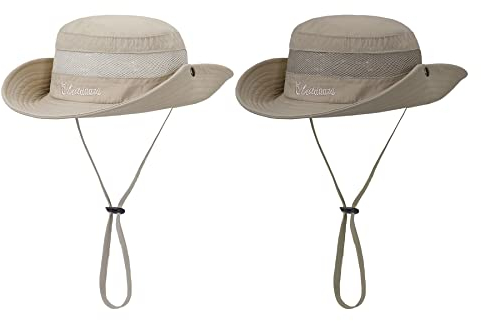Zando Sonnenhut Kinder, Fischerhut Kinder, UPF 50+ Uv Hut Baby, Schnell Trocknend Verstellbarer Eimer Hut for Jungen Mädchen, Dunkel Khaki Hellbeige, 5-13 Jahre