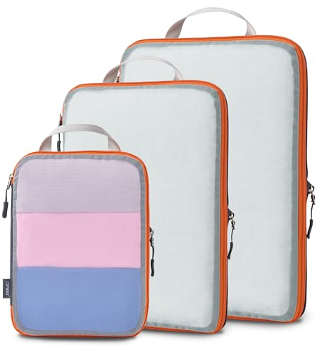 Cipway Bolsas Compresion Viaje, Malla Ligero Bolsas de Viaje Organizador para la Mochila Maletas de Almacenamiento en el Hogar(Gris, 3 Unidades)