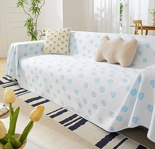 Bishilin Couchbezug Eckcouch 1 Sitzer, Sofa Überzug für Sommer 210x180CM mit Blau Blumen 210x180CM Sofaüberwurf rutschfest Sofabezug Universal