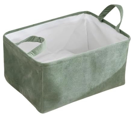 Whakano Faltbare Aufbewahrungskorb aus Samt,Aufbewahrungsbox Schrank,Aufbewahrungskörbe Korb aufbewahrung mit Griffen für Spielzeug kleiderschrank Regale Kleidung Zuhause,Grün,40x30x20cm