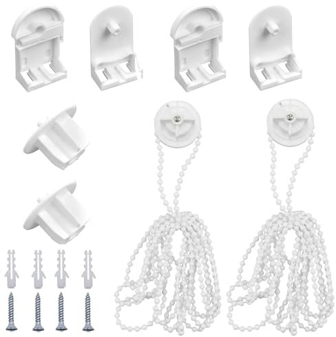 2 Sets Roller Blind Fittings, Roller Blind Chain, Roller Blind Chain Connectors, Blind Chain, 25 mm Child Safe Spare Roller Blind Replacement Repair Kit, Blackout Roller Blind Brackets