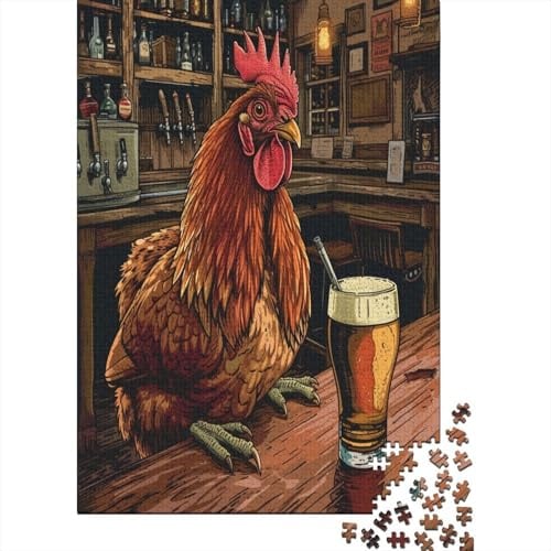 VesFy Puzzle Farbenfrohes Hahn Huhn Klassische Puzzles Erwachsene Puzzles Tiers Buntes Legespiel 1000-teilige Puzzle für Erwachsene 1000pcs (75x50cm)