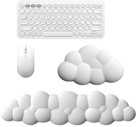 Luckwaii Handballenauflage Tastatur Wolke Cloud Handgelenkauflage, Handballenauflage für Tastatur und Maus, Ergonomische Handauflage Tastatur Memory Schaum PU Leder Mauspad für Büro Gaming (Weiß)