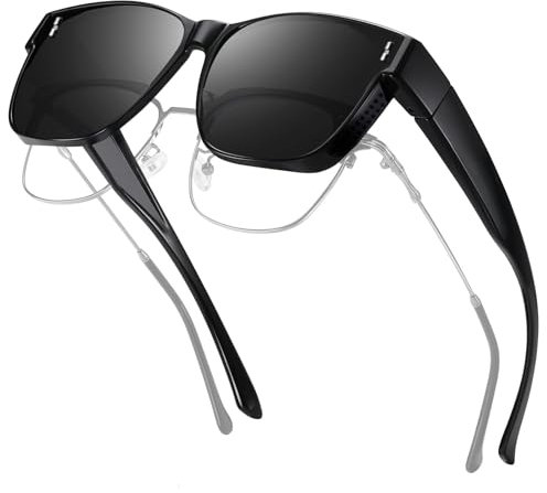 SANOU Überzieh Sonnenbrille für Brillenträger, Polarisiert, UV400 Schutz, Ideal für Outdoor-Aktivitäten, Unisex, Klassisch