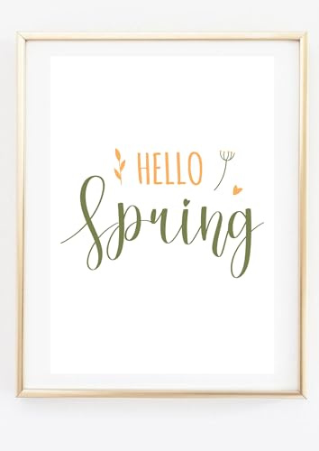 Din A4 Kunstdruck ohne Rahmen - Hallo Frühling - Hello Spring - Typographie - Druck Poster Bild