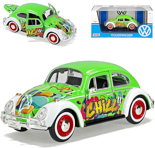 Motormax Volkwagen Käfer Grün Graffiti Design 1/24 Modell Auto
