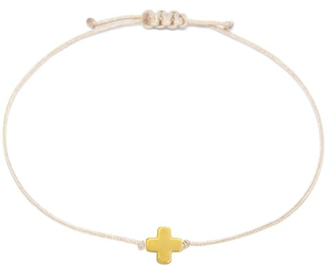 Selfmade Jewelry Armband Damen Kreuz Handgemachtes Makramee-Armkettchen mit Kreuzchen Größenverstellbar Inkl. Geschenk-Verpackung