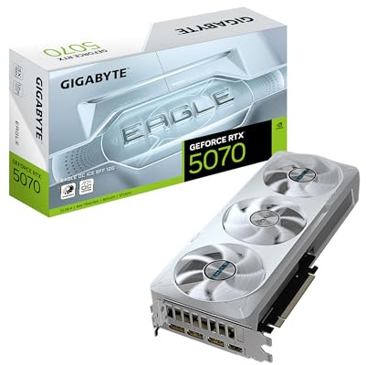 GIGABYTE GeForce RTX 5070 Eagle OC ICE SFF 12G Graphics Card, 12GB 192-bit GDDR7, PCIe 5.0, WINDFORCE Cooling System, GV-N5070EAGLEOC ICE-12GD Video Card