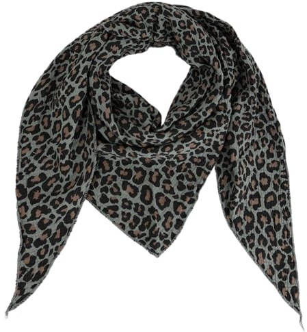 MIRROSI Damen Musselin Halstuch Made in Italy mit Leoprint oder Unifarben – Leichtes Dreieckstuch für Frühling & Sommer, Baumwolle, 200x80 cm