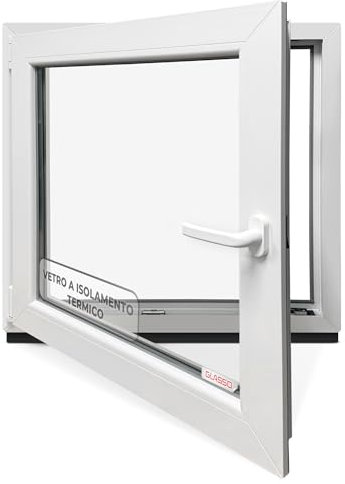 Ventana de sótano de 70 x 120 cm, acristalamiento triple – Ventana de plástico 76 mm – DIN izquierda – Ancho x alto: 700 x 1200 mm perfecto para ventanas de jardín, ventanas de garaje y sótano con