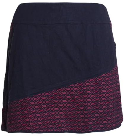 Vishes Alternative Bekleidung - Damen Mini-Rock Baumwolle minimalistisch elastischer Bund mit Taschen schwarz-dunkelrot 46