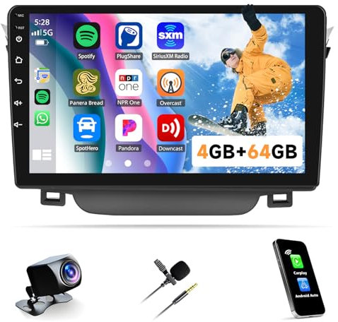 4G+64G Radio Coche GPS para Hyundai I30 2011-2015 con Carplay Android Auto Navegador,Pantalla de 9 Pulgadas Android Radio con Bluetooth Mirror Link WiFi/FM/RDS+Cámara Trasera