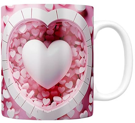 Ceramic Heart Coffee Mug, Valentine’s Day 350ml Love Mug, Heart-Shaped and Tea Cup, Romantic Drinkware with Emotive Significance for Boyfriend, Girlfriend, Desk Decor, 3.74x3.15 Inches