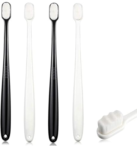 4 stücke Soft Micro Nano Manual Zahnbürste 20.000 Borsten Extra Weiche Borsten Zahnbürste Weiche Zahnseide Borsten Mundpflege für Zerbrechliches Zahnfleisch Erwachsene Kinder
