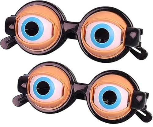 2PC, Lustige Streich Brille, Verrückte Augen Spielzeug Zubehör, Winking Glasses, Lustige Kostüm Augen Brille Streich Für Verkleidungsparty Geburtstag Rollenspiel Thementage Holiday Cosplay (Black)
