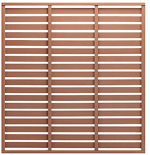 Plaque de clôture WPC 180 x 180 cm marron - Panneau horizontal en bois composite plastique pour ombrage de terrasse, protection contre le vent et les cloisons - Durable