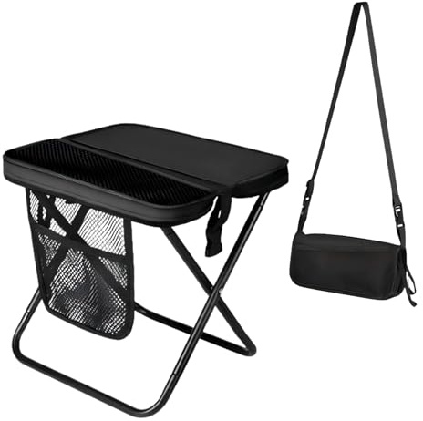Sgabello portatile per escursionismo e trekking,Mini Portatile Leggero Sedia Pieghevole, Sgabello Pieghevole da Zaino e Sedile Portatile Per campeggio,Escursioni E Viaggi, Pesca, Picnic (Nero)