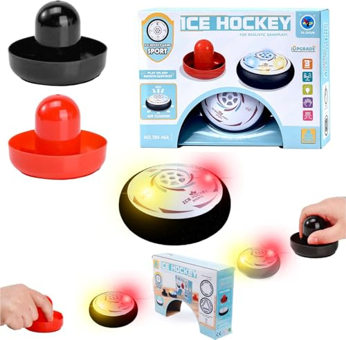 Portables Air Hockey-Set, Air Hockey Set Mit 2 Roten Lufthockey Drücken | Airhockey Portable für Innen und Außen, Simuliertes Hockeyspiel für Kinder Erwachsene