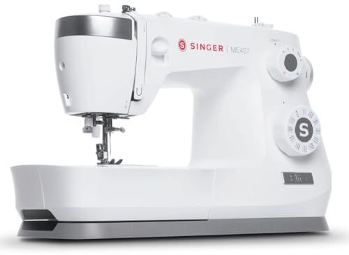 Singer Elite ME457 mechanische Nähmaschine | 32 Stiche, 110 Stichapplikationen, Integrierter Nadeleinfädler, LED-Beleuchtung, Vollmetallrahmen