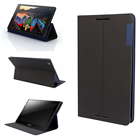 Lenovo Tab3 8 (ZG38C01062) Folio Case and Film Designed for 8-inch Lenovo TAB3 8 Tablet, Exactly Fitting Protection, Ultra-Slim Design With Stand - Black
