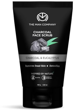 THE MAN COMPANY Charcoal Face Scrub, Natural Face Exfoliating Scrub (3.5 oz), Charcoal exfoliating scrub, Lemongrass, Eucalyptus and Turmeric Face Scrub, Clearing and Deep Cleansing Natural Face Scrub