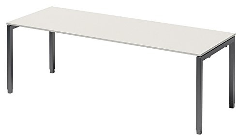 BISLEY Cito Schreibtisch, 650-850 mm höheneinstellbares U-Gestell, Metall, Gw334 Dekor Grauweiß, Gestell Anthrazitgrau, 80 x 220 x 85 cm