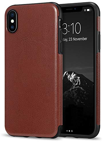 TENDLIN Kompatibel mit iPhone XS Max Hülle Leder und TPU Silikon Weiche Schutzhülle Kompatibel mit iPhone XS Max (Braun)