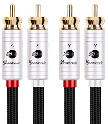 BOAACOUSTIC JIB Cavo Audio RCA Audiofila, Cavi Cinch 2x2 RCA maschio a maschio qualità per amplificatori, CD,diffusori, sistemi HiFi, diametro di 6 mm-(1,5m,nero)